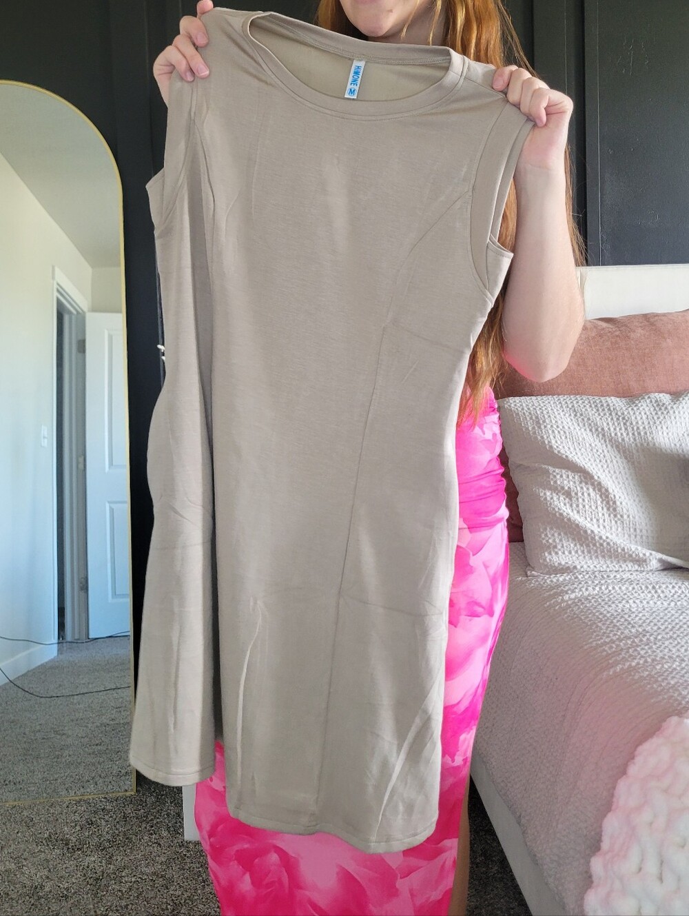 Sleeveless Neutral Shift Dress - Solid Taupe